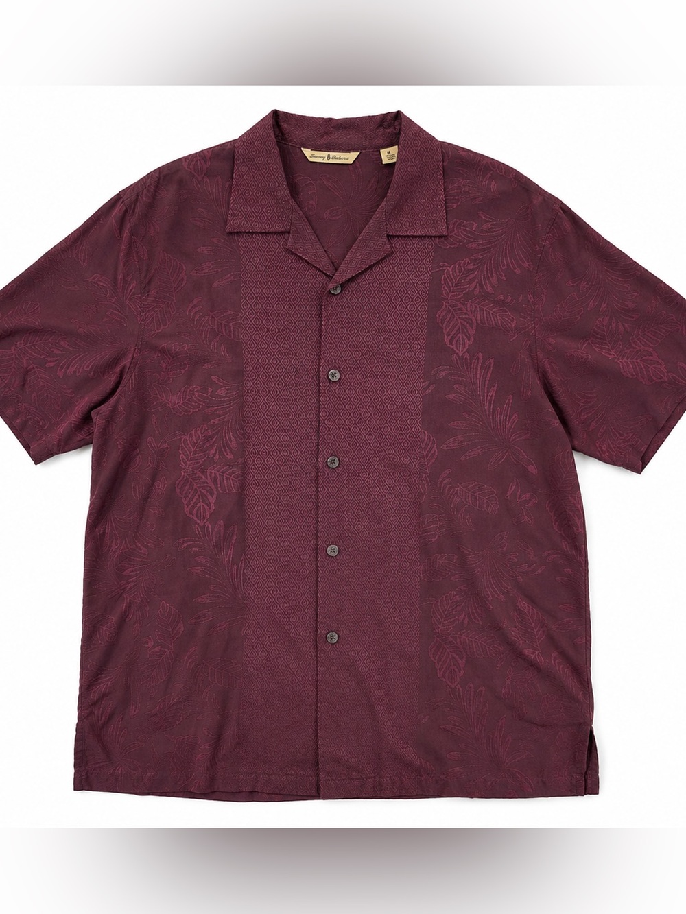 Tommy Bahama 100% Silk Camp Shirt Men’s Medium Burgundy